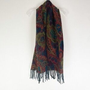 Vtg 90s Express Rectangle Scarf Paisley Fringe Boho Whimsigoth Forest Fairy 62"